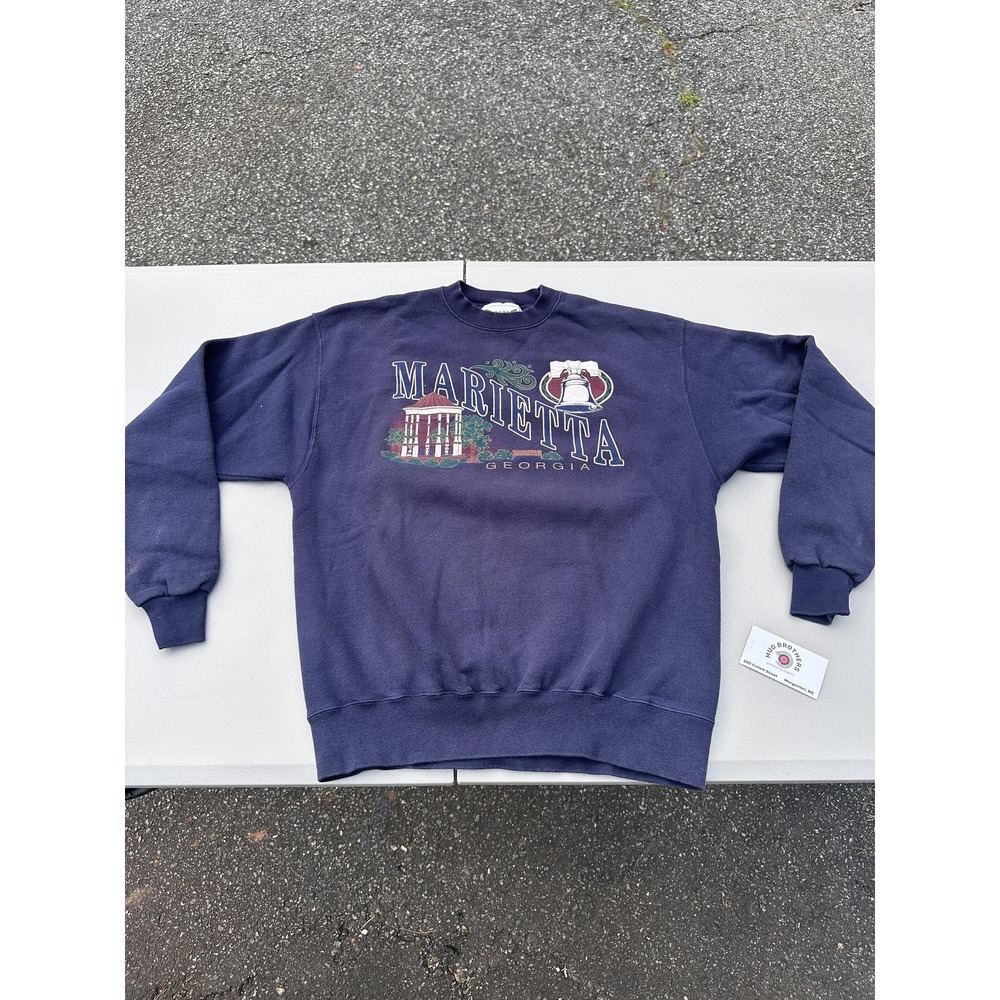 Vintage Oarsman Sweatshirt Mens Large‎ Blue Marietta Georgia Graphic Crewneck